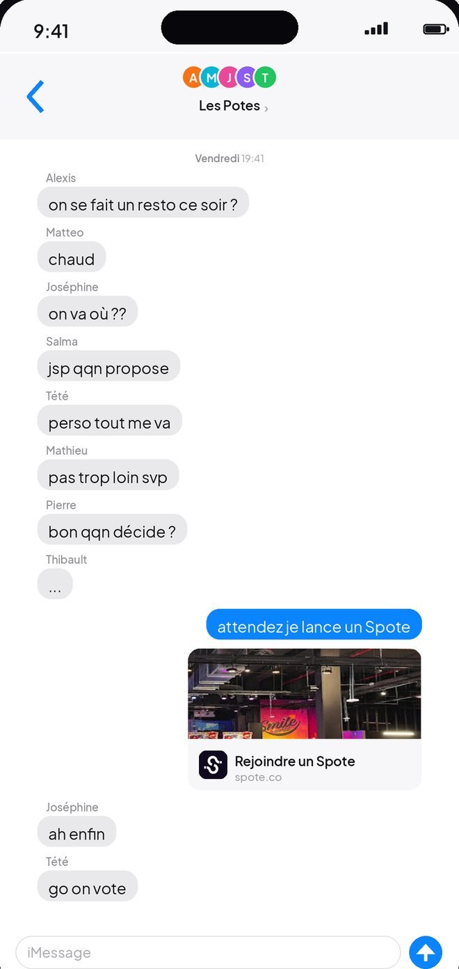 Spote — rejoindre un Spote depuis la conversation